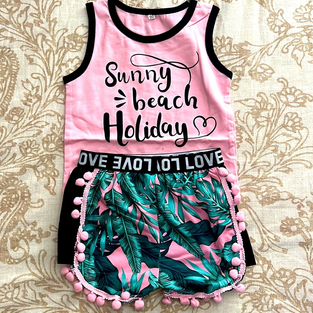 GirlZone Girl’s 18-24 M 90 2 Piece Summer Outfit Pink NWOT